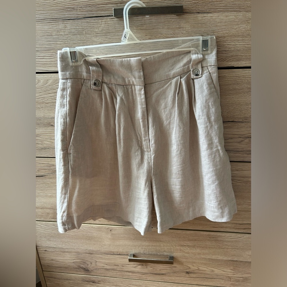 High Waist Beige linen shorts H&M Size 2